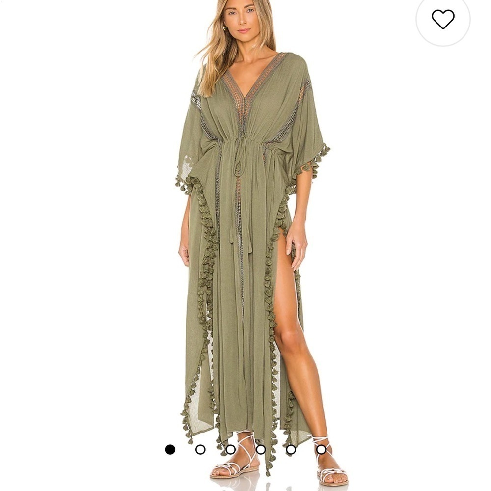 Revolve Michael Stars Farrah Caftan Swim Beach Cover Up Olive One Size